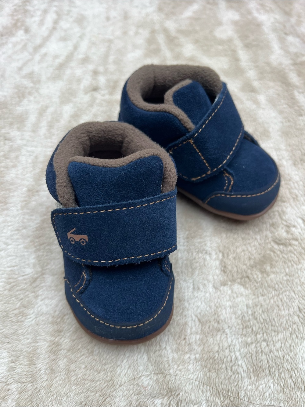 See Kai Run Navy Suede Baby Walker Shoes with Hook-and-Loop Strap size 3